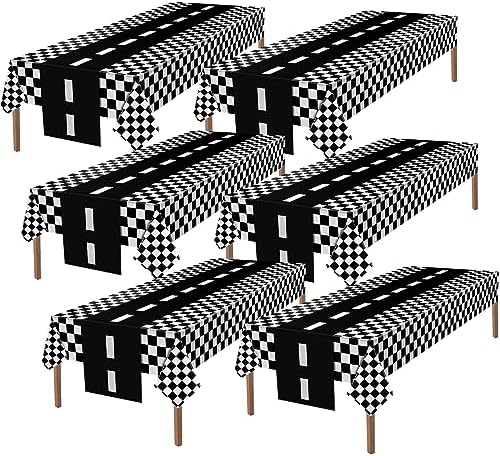 Tallew Checkered Car Party Tablecloth Set 12 Pcs