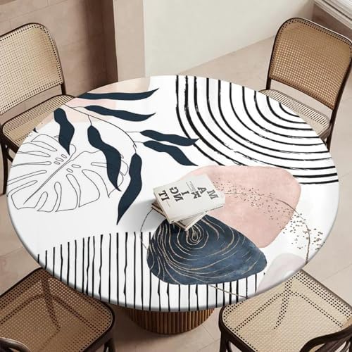 Outdoor Fitted Round Tablecloth with Elastic Edge