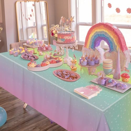 Pastel Rainbow Table Cloths 3-Pack - 86x51 Inches