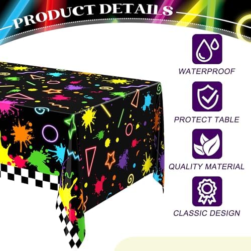 Irenare 3 Piece Neon Tablecloths for Parties