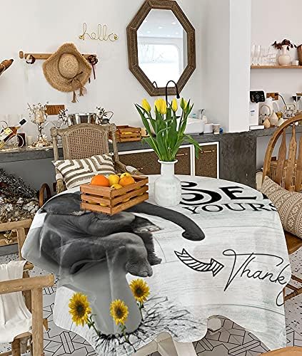 ZOE GARDEN Square Waterproof Tablecloth Grey Farmhouse