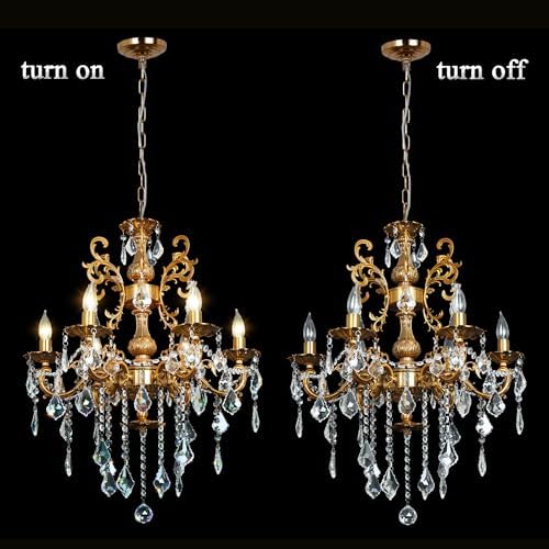 Crystal Chandelier Modern Antique Gold 6-Light