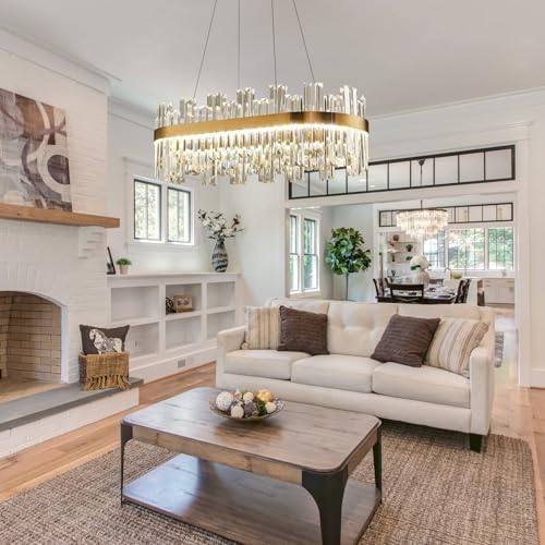393 Inch Dimmable Gold LED Crystal Chandelier