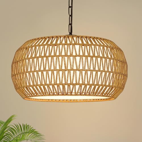 VerRon 19 Inch Rattan Chandelier for Dining Room and Kitchen