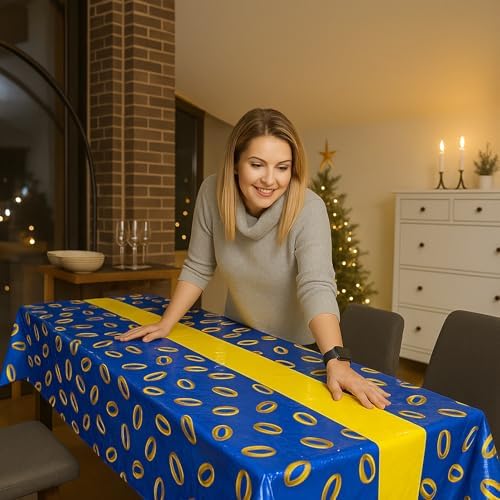 4Pcs 2in1 Gold Ring Tablecloth for Birthday Parties