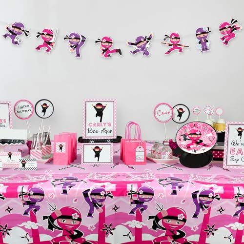 4 Pack Ninja Girl Party Tablecloth - 51 x 86 Inches