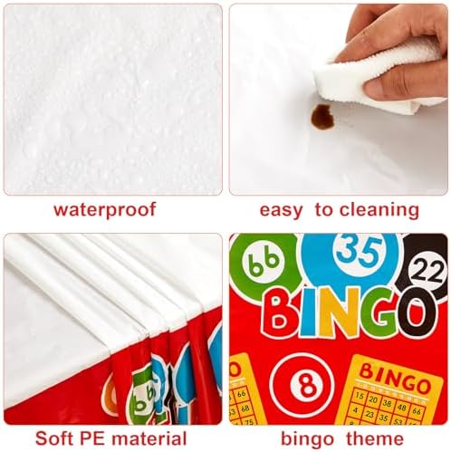 12 Pcs 108 x 54 Inch Bingo Table Covers for Parties