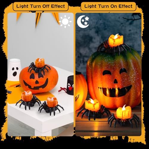 Halloween Spider Tea Lights - 12 Pack Flameless Candle Holders