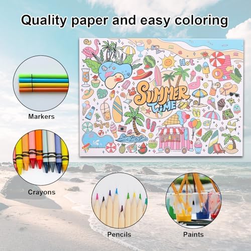 Hawaiian Coloring Poster for Kids and Adults