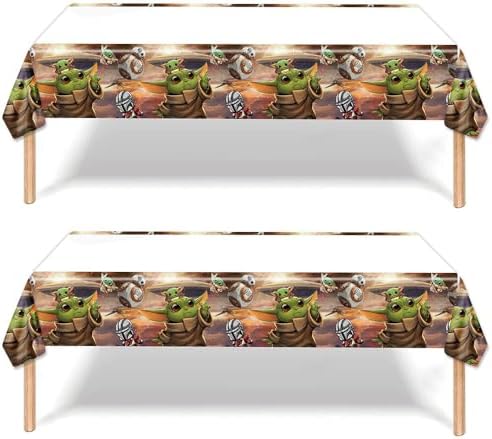 2pcs Baby Yoda Plastic Table Cover for Birthday Party