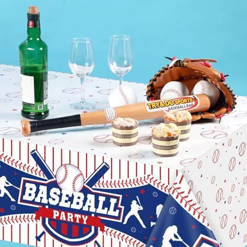 Newwiee 3 Pcs Baseball Party Table Cover
