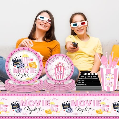 2 Pack Pink Hollywood Movie Night Tablecloths