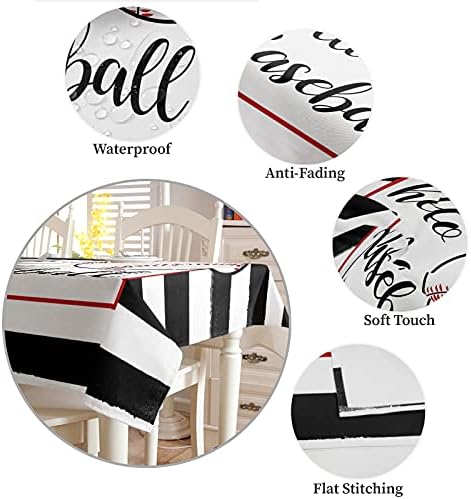 ZOE GARDEN Rectangle Tablecloth Waterproof Stainproof Black Geometric Stripe