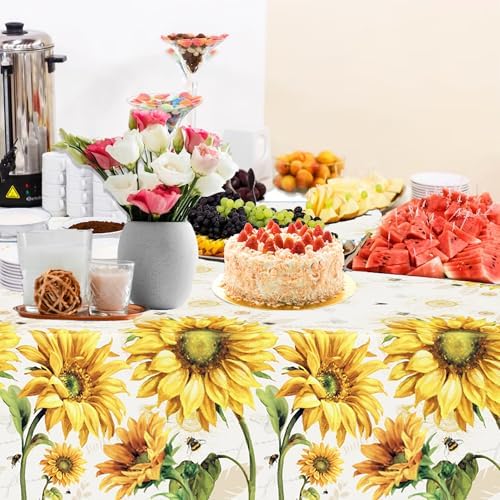 2 Pcs Sunflower Theme Tablecloth for Baby Shower and Birthday Party