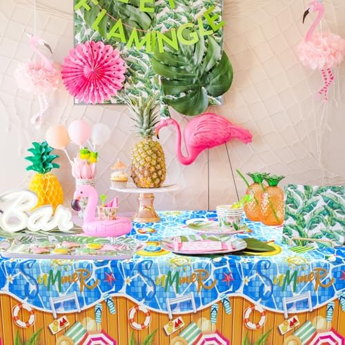 3 Piece Pool Party Plastic Tablecloths 54x108 Inch