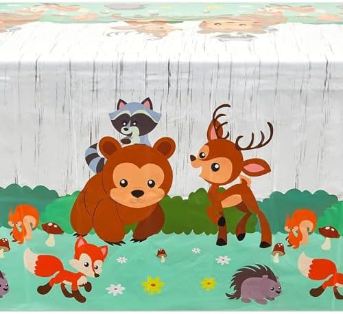 BLUE PANDA Woodland Animals Tablecloth 54x108in 3 Pack
