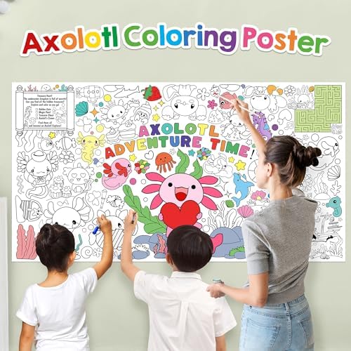 Selorin Axolotl Giant Coloring Poster Tablecloth