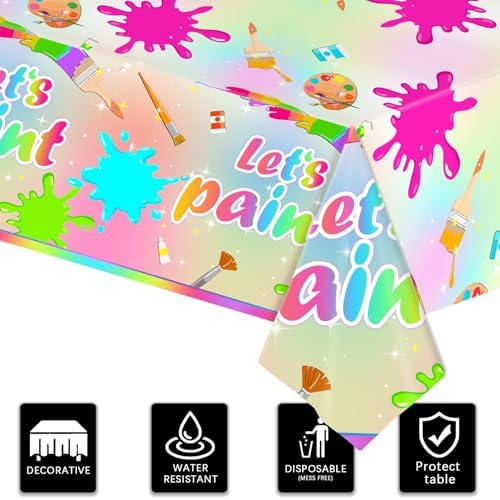 2 Pieces Paint Splatter Tablecloth for Art Party Decor