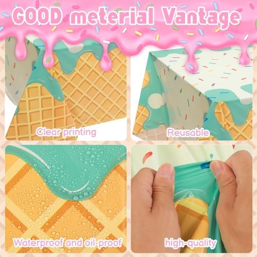 Ice Cream Party Table Covers 4 Pack 54 x 108 Inch