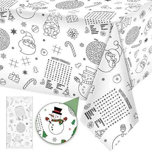FunnyPars Christmas Activity Tablecloth 54x108 Inch