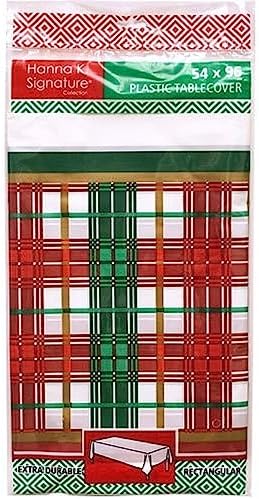 Hannah K Christmas Plaid Table Cover 54x96