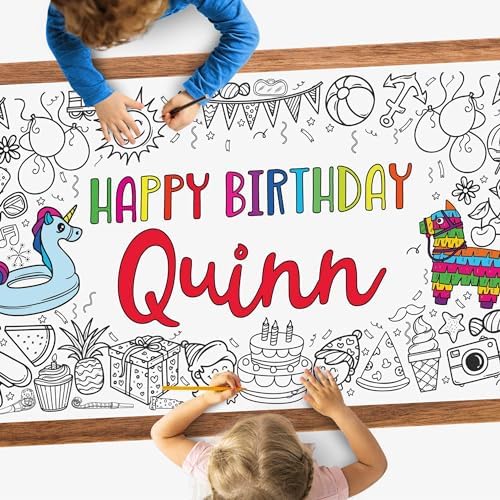 Summer Happy Birthday Coloring Tablecloth for Kids