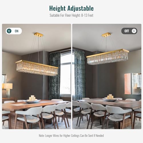 Siljoy Gold Raindrop Chandelier Luxury Large Rectangle Flush Mount Ceiling Light