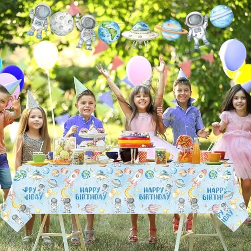 3 Pack Outer Space Birthday Tablecloths for Boy Baby Shower