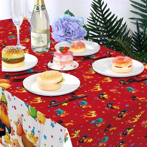Lide Road Rooster Party Tablecloth 2 Pcs 54x87 Inch
