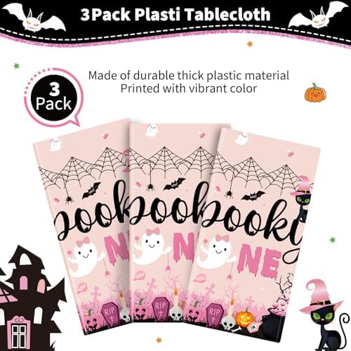 3Pcs Spooky One Halloween Birthday Tablecloths for Kids