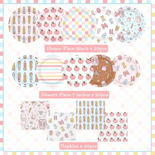 60Pcs Welcome Back to School Party Plates and Napkins