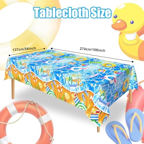 3 Piece Pool Party Plastic Tablecloths 54x108 Inch