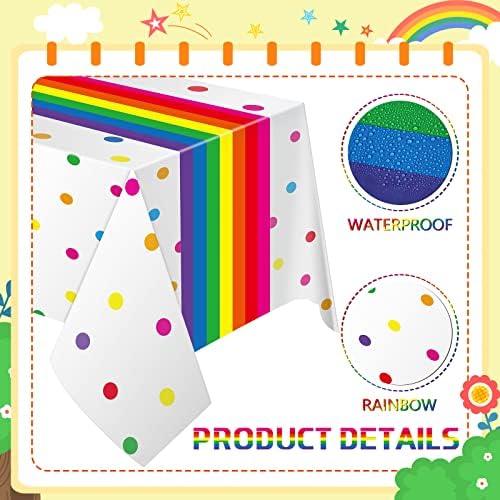 Irenare Rainbow Polka Dot Plastic Tablecloths 3 Pack