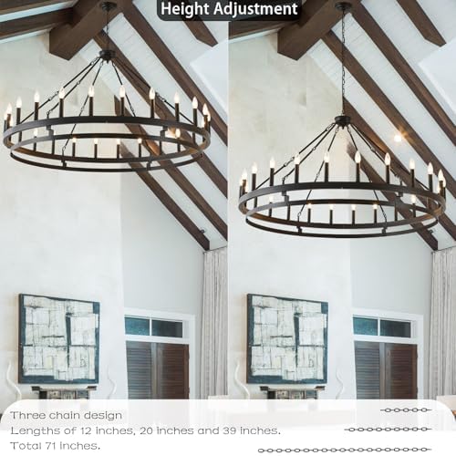 53 Inch Wagon Wheel Chandelier 24 Light Farmhouse