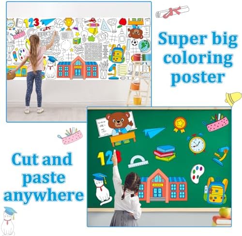 Giant Back to School Coloring Table Cloth 71x30in