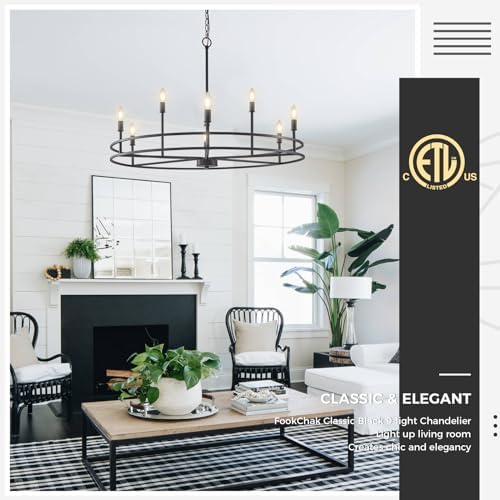 Modern Round Black Chandelier 9 Light Fixture
