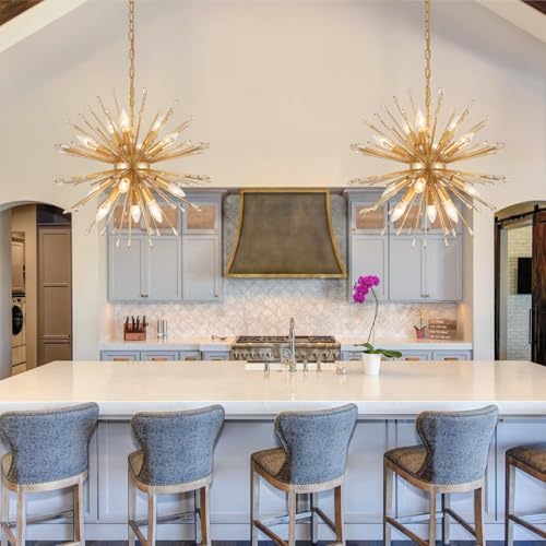 Modern Sputnik Chandelier Gold Firework 12-Light Design