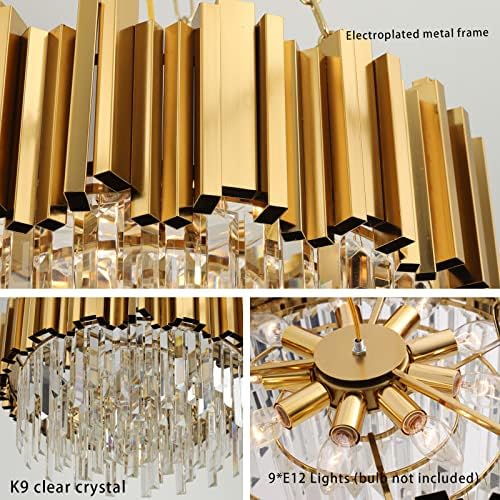 Modern Gold Crystal Chandelier with 9 Lights
