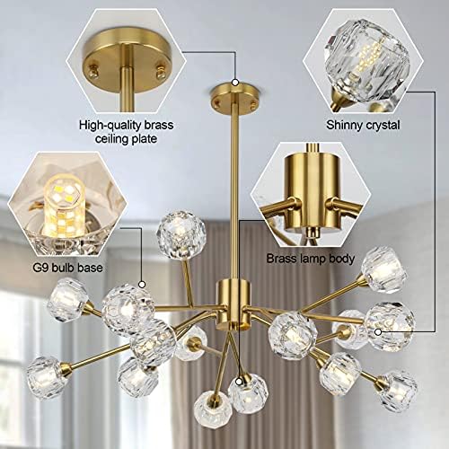 Weesalife Sputnik Chandeliers Modern Gold Brass Lighting Fixture