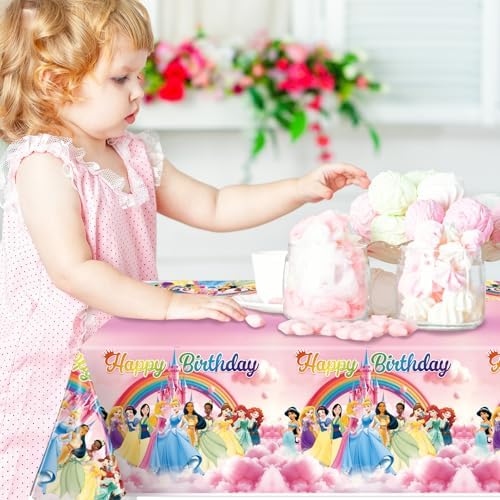 Princess Tablecloth for Birthday Party 70x43 Inches Waterproof Plastic