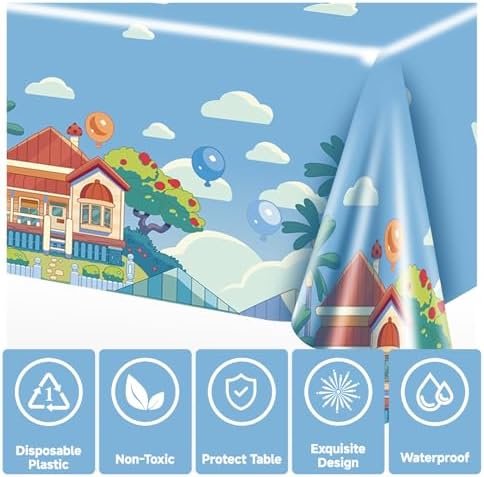 3 Pack Blue Birthday Tablecloths 54x108 Inches for Kids and Dogs