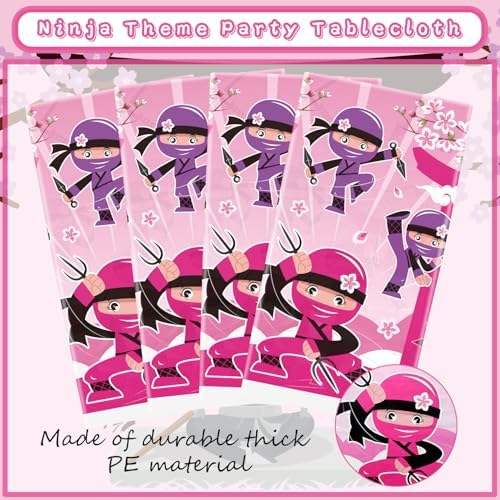 4 Pack Ninja Girl Party Tablecloth - 51 x 86 Inches