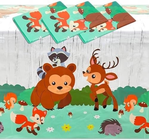 BLUE PANDA Woodland Animals Tablecloth 54x108in 3 Pack