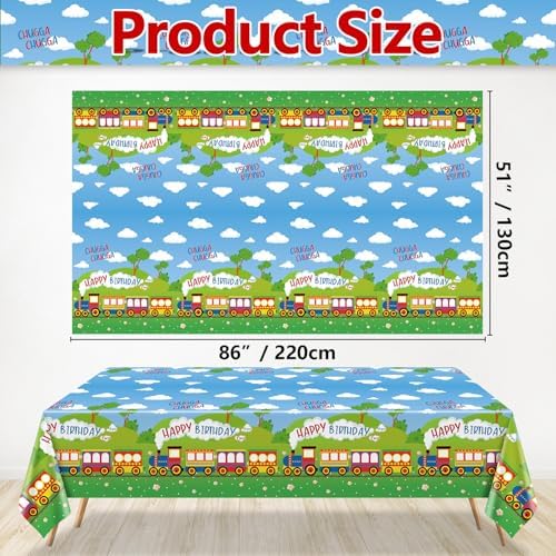 4 Pcs Train Theme Tablecloths for Birthday Parties