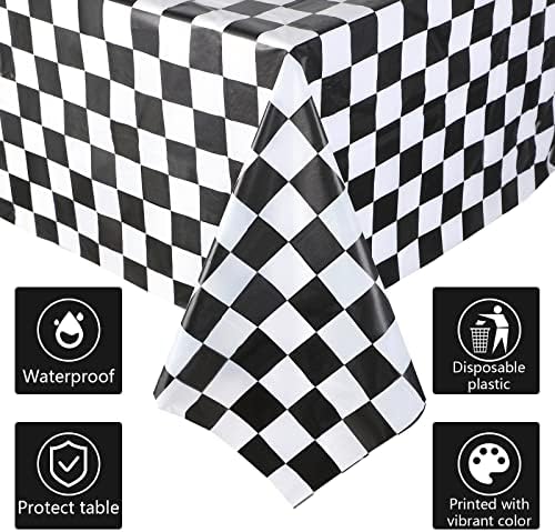Tallew Checkered Car Party Tablecloth Set 12 Pcs