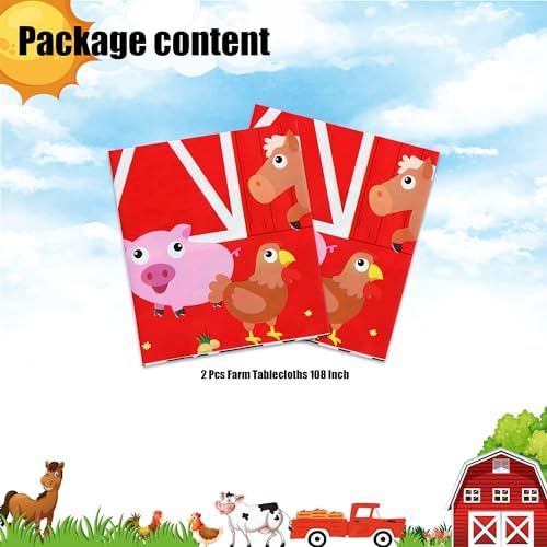 GGDE Farm Animal Theme Table Cover Set 2 Pcs Red