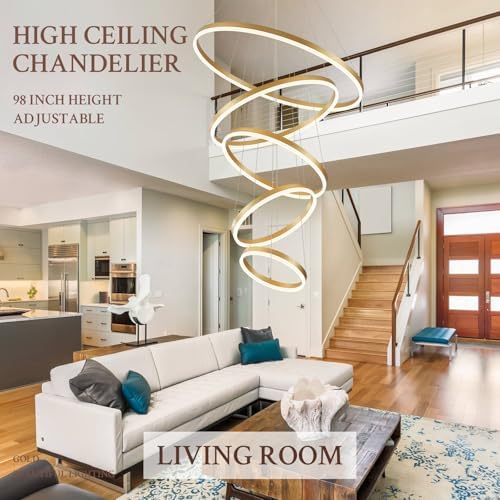 5-Rings Dimmable LED Chandelier with Remote Control
