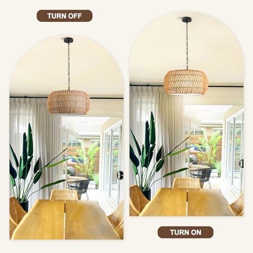 Rattan Farmhouse 5-Light Chandelier for Dining Room