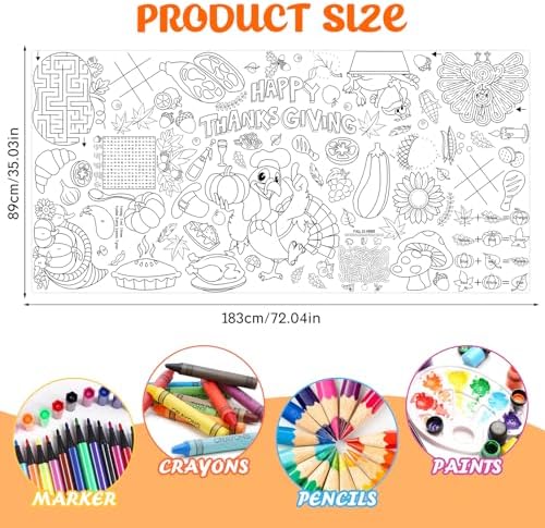 DIYASY Thanksgiving Coloring Tablecloth for Kids