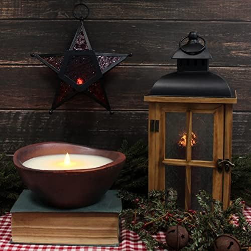 CVHOMEDECO Farmhouse Wood Bowl Flameless LED Candle